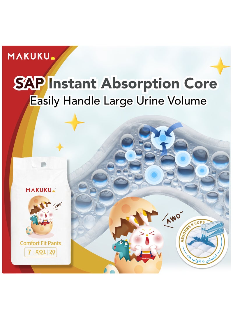 MAKUKU - Comfort Fit Pants Diapers - Size 7 (17+kg) | 24+ months | 20 Pieces - Image 1