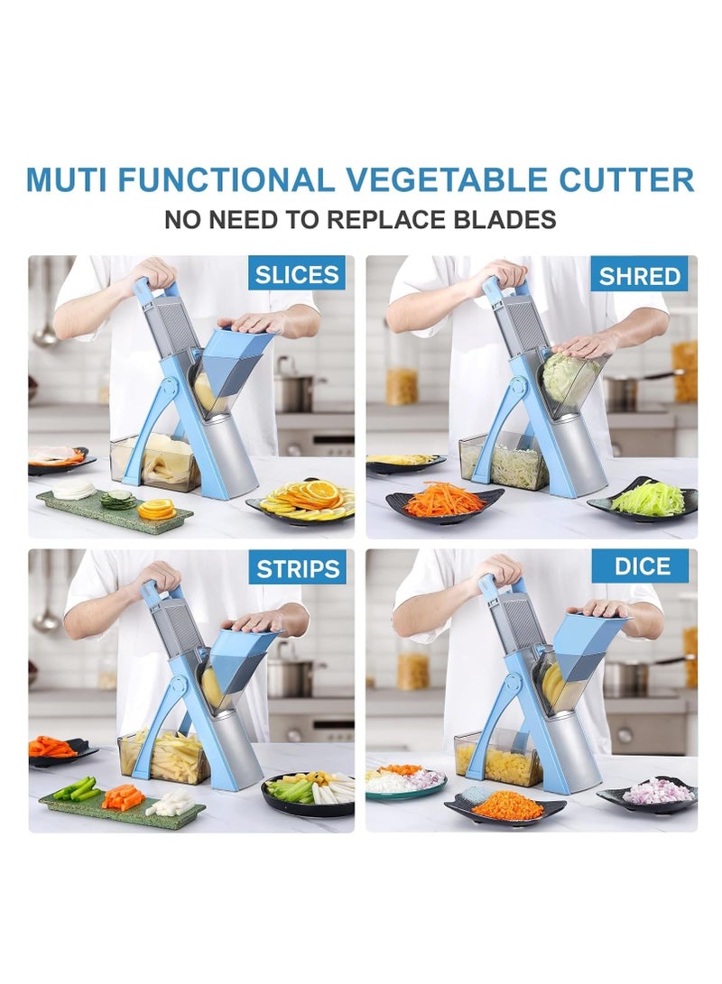 آلة تقطيع خضروات، آلة قطع أوراق قابلة للتعديل، آلة تقطيع بصل، آلة قطع خضروات متعددة الوظائف، آلة تقطيع شرائح، أداة تقطيع (للبطاطس والطماطم)، آلة تقطيع سريع لسلطة المطبخ مع حاوية، آلة تقطيع منزلية خفيفة الوزن متعددة الوظائف - Image 4