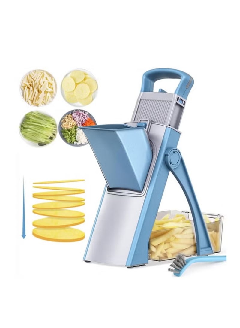 Vegetable shredder, safe adjustable thickness sheet cutter, onion shredder, multi-functional vegetable cutter, slicer, dicing tool (for potatoes and tomatoes), quick kitchen salad shredder with container, lightweight household multi-functional cutter - Image 1