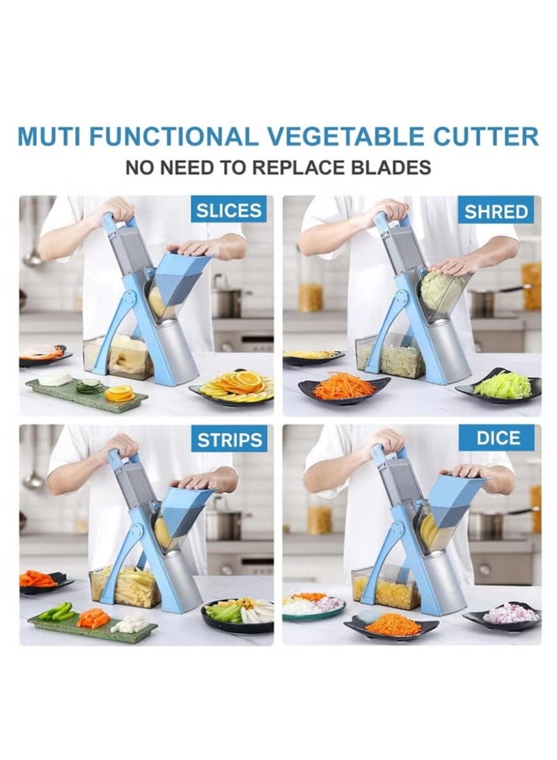 Vegetable shredder, safe adjustable thickness sheet cutter, onion shredder, multi-functional vegetable cutter, slicer, dicing tool (for potatoes and tomatoes), quick kitchen salad shredder with container, lightweight household multi-functional cutter - Image 2