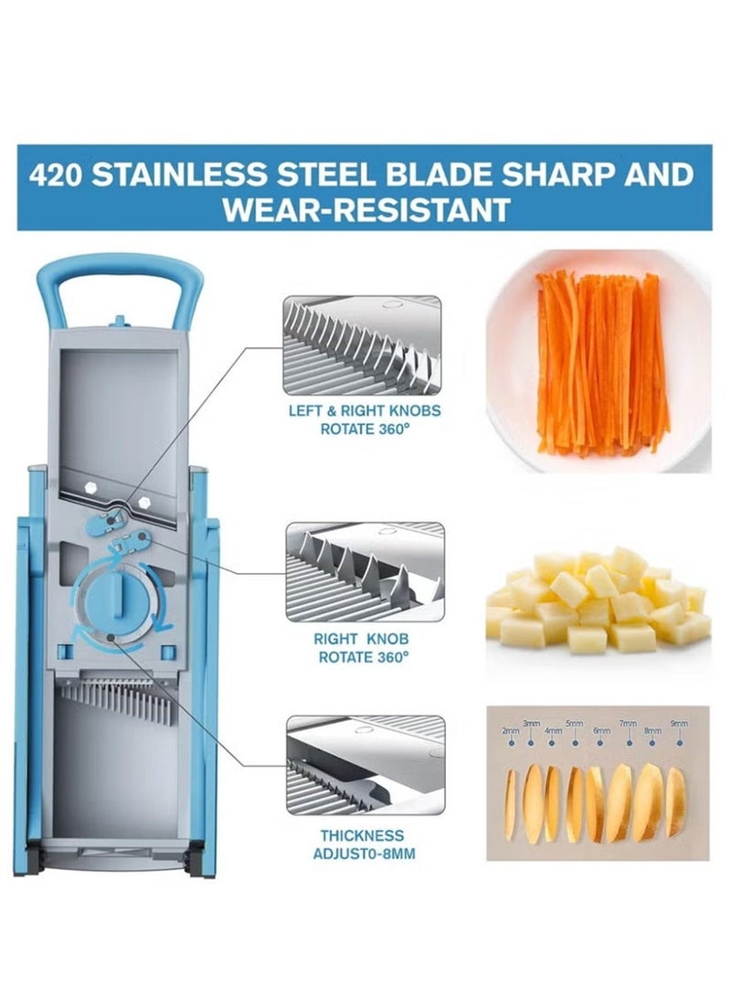 Vegetable shredder, safe adjustable thickness sheet cutter, onion shredder, multi-functional vegetable cutter, slicer, dicing tool (for potatoes and tomatoes), quick kitchen salad shredder with container, lightweight household multi-functional cutter - Image 3