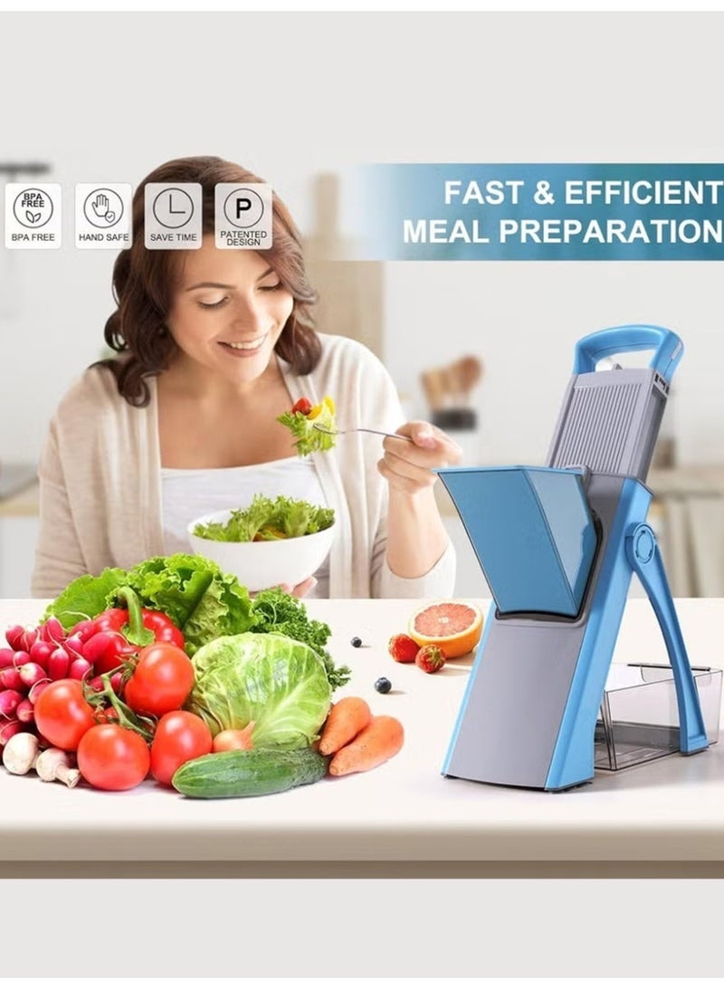 Vegetable shredder, safe adjustable thickness sheet cutter, onion shredder, multi-functional vegetable cutter, slicer, dicing tool (for potatoes and tomatoes), quick kitchen salad shredder with container, lightweight household multi-functional cutter - Image 4