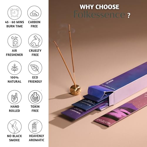 Folkulture Sleep Incense Sticks | Set of 6 (120-Sticks) | 45 Mins Burn Time | Relaxing Scents for Calm & Deep Sleep | Organic & Non Toxic Sleep Incense for Women - Image 4