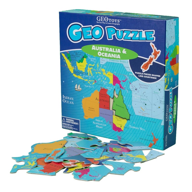 GeoToys GeoPuzzle Australia Oceania Jigsaw Puzzles 70 Pc Geography Puzzle Geography Game Map Puzzle Jigsaw Puzzles for Kids Ages 69 Stocking Stuffers for Kids Christmas Gifts for Grandkids - Image 3