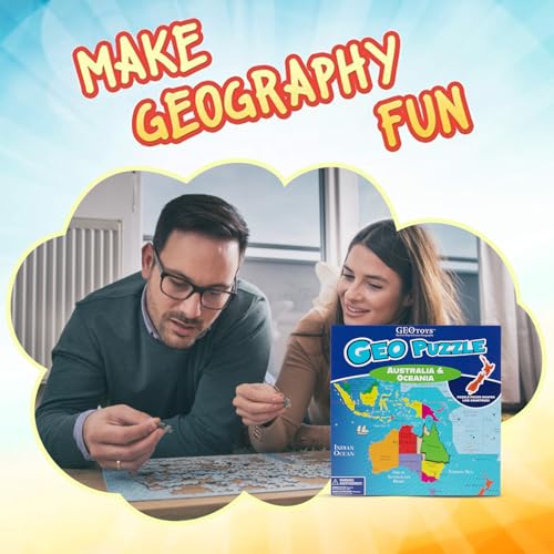 GeoToys GeoPuzzle Australia Oceania Jigsaw Puzzles 70 Pc Geography Puzzle Geography Game Map Puzzle Jigsaw Puzzles for Kids Ages 69 Stocking Stuffers for Kids Christmas Gifts for Grandkids - Image 5