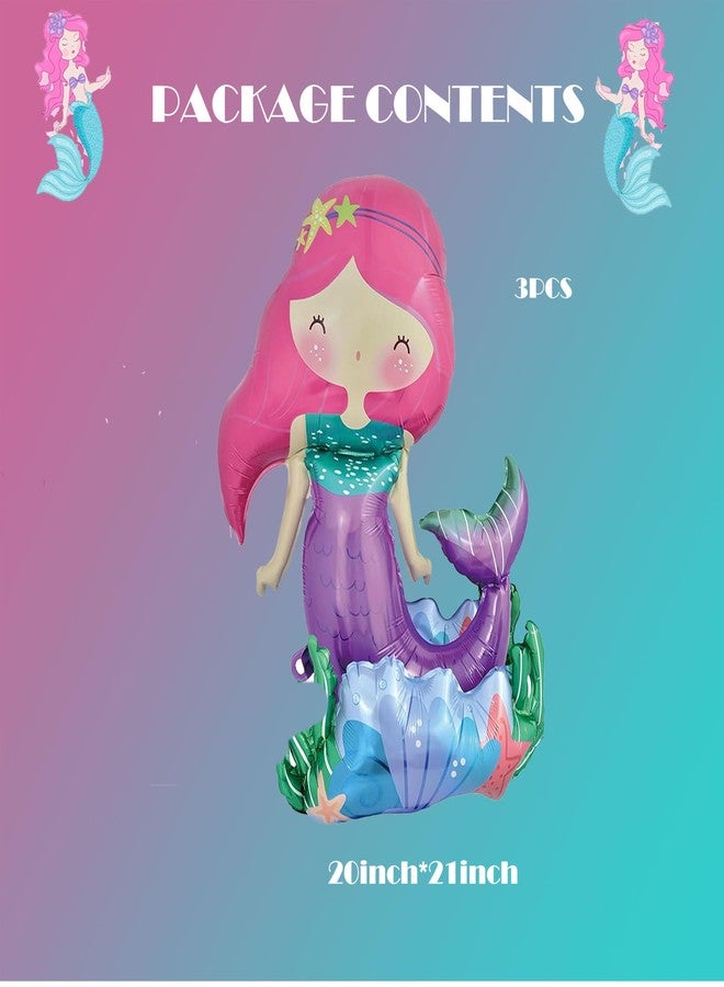 بالونار قطع من بالونات حورية البحر ثلاثية الأبعاد ذاتية الوقوف لتزيين حفلات أعياد ميلاد الفتيات الصغيرات تحت الماء (ملونة) - Image 4