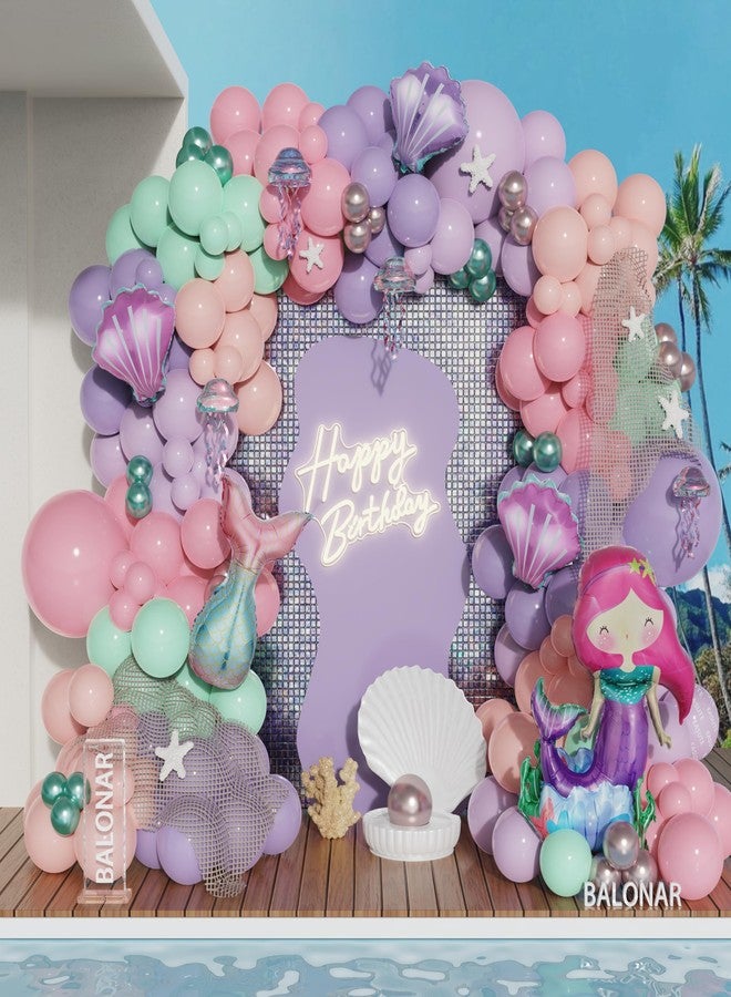 بالونار قطع من بالونات حورية البحر ثلاثية الأبعاد ذاتية الوقوف لتزيين حفلات أعياد ميلاد الفتيات الصغيرات تحت الماء (ملونة) - Image 5
