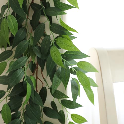 dallisten 3 Strands Italian Ruscus Artificial Vines, 39" Silk Vine Garland with Green Leaves, Fake Hanging Plants Greenery Decor for Home, Bedroom, Wall, Party, Wedding Decoration - Image 4
