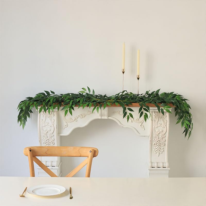 dallisten 3 Strands Italian Ruscus Artificial Vines, 39" Silk Vine Garland with Green Leaves, Fake Hanging Plants Greenery Decor for Home, Bedroom, Wall, Party, Wedding Decoration - Image 5