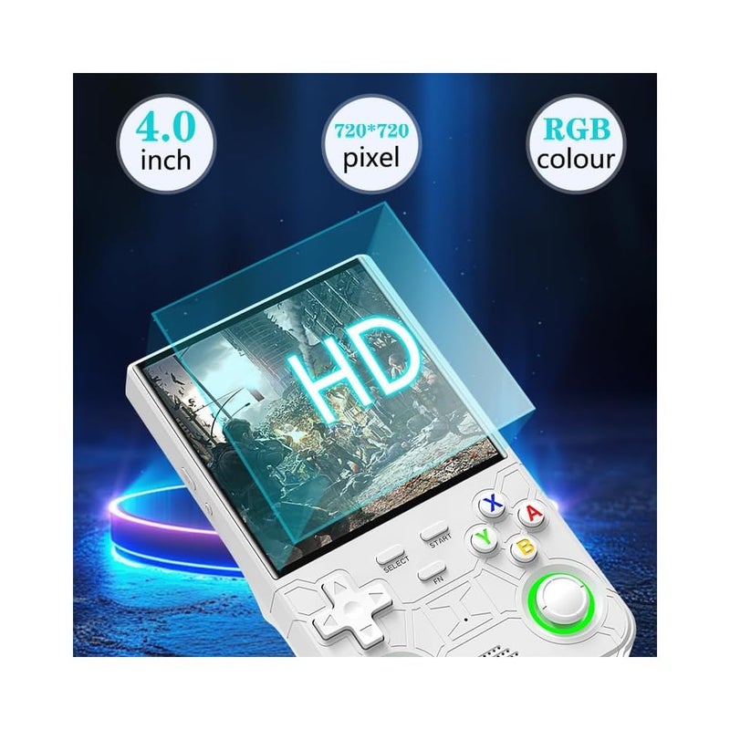 Playtastic R36 Ultra Retro Handheld Game Console, with 64G Built-in 20000+ Games, 3000mAh Rechargeable, Support 20+ Simulators, Linux System, 4.0 Inch IPS Screen Portable Pocket Arcade (White) - Image 3