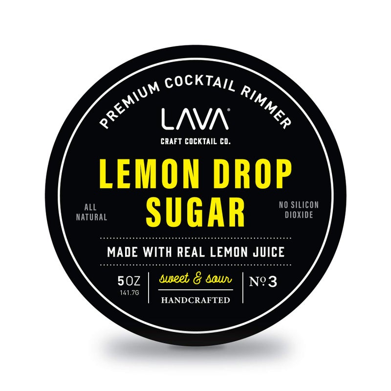 LAVA Premium Lemon Drop Sugar Cocktail Rimmer, All Natural Rimmer Sugar, Sweet & Sour, Real Lemons, Pure Cane Sugar, No Silicon Dioxide, with Easy Screw-On Lid - 5oz - Image 1