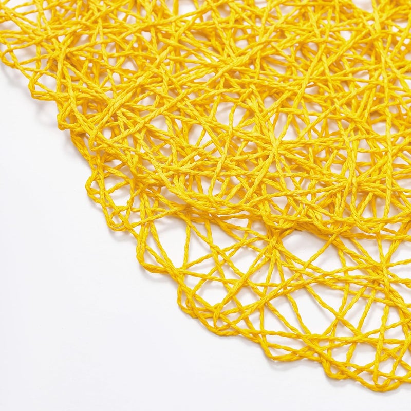 IcosaMro Yellow Round Placemats Set of 6 for Dining Table 15 Inch Paper Woven Boho Decorative Circle Place Mat for Wedding Christmas Thanksgiving Day Holiday Dinner 15 InchYellow - Image 3