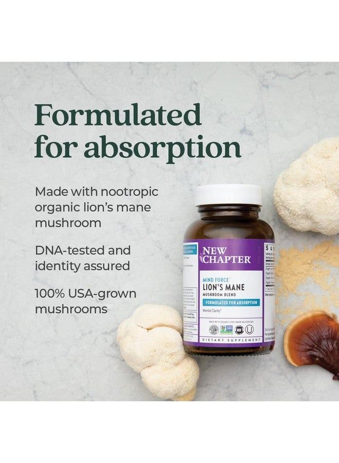 New Chapter Lion's Mane + Reishi Mushroom - LifeShield Mind Force for Mental Clarity with Organic Reishi Mushroom + Vegan + Non-GMO, Nootropic Ingredients - 60 ct - Image 4