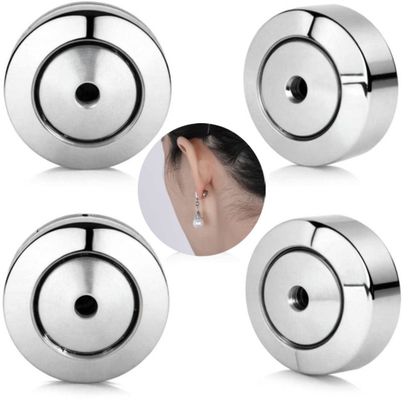 Earring Backs Replacements4PCS Dics Earring Backs for Studs Diamond Earrings Droopy Ears Push Pierced Stainless Steel Earring Backers Replacements Large Heavy Earring Support Backings for Studs