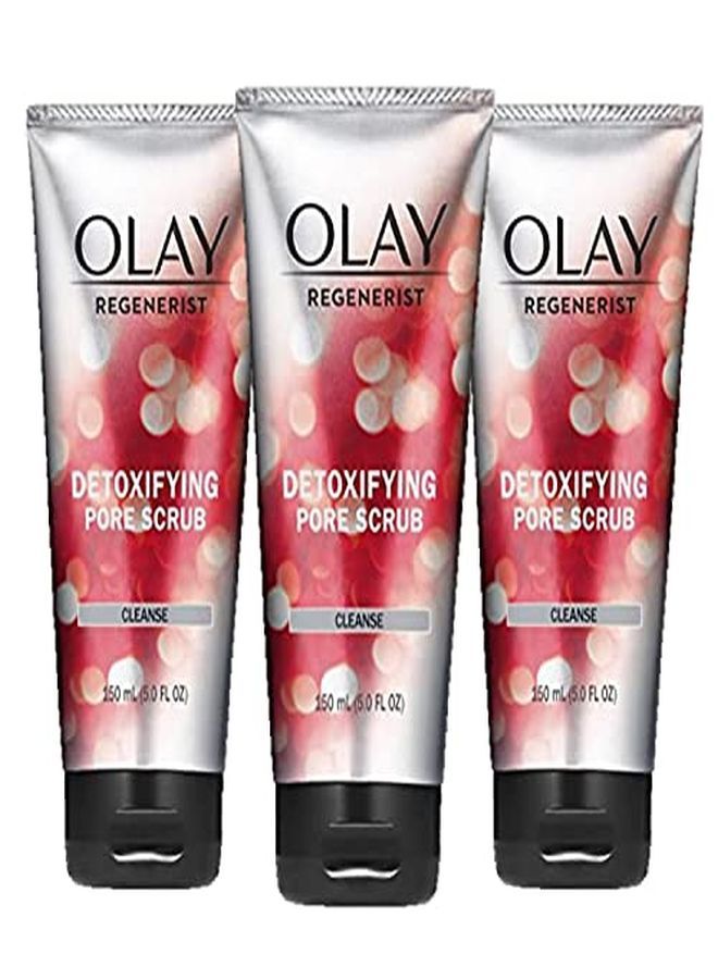 Olay Facial Cleanser By Regenerist, Detoxifying Pore Scrub & Exfoliator, 5 Fl. Oz, Pack Of 3 (Packaging May Vary) - Image 1