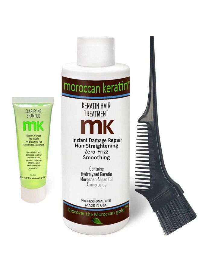 MOROCCAN KERATIN Most Effective Brazilian Keratin Hair Blowout Straightening Smoothing Hair Treatment Instant Professional Results Salon Formula 120Ml With 30Ml Clarifying Shampoo And Applicator Brush - Image 2