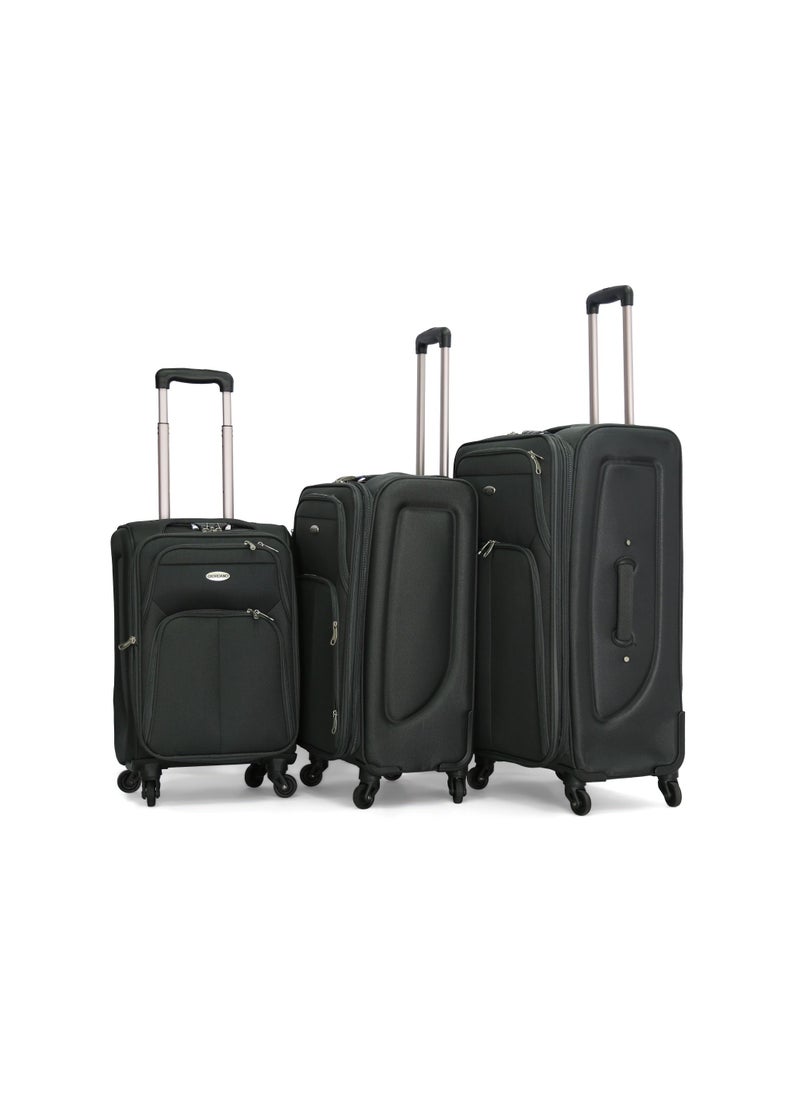 GIORDANO Giordano Trolley Bags 3 PCS Set Softside Spinners,Grey  - Image 1