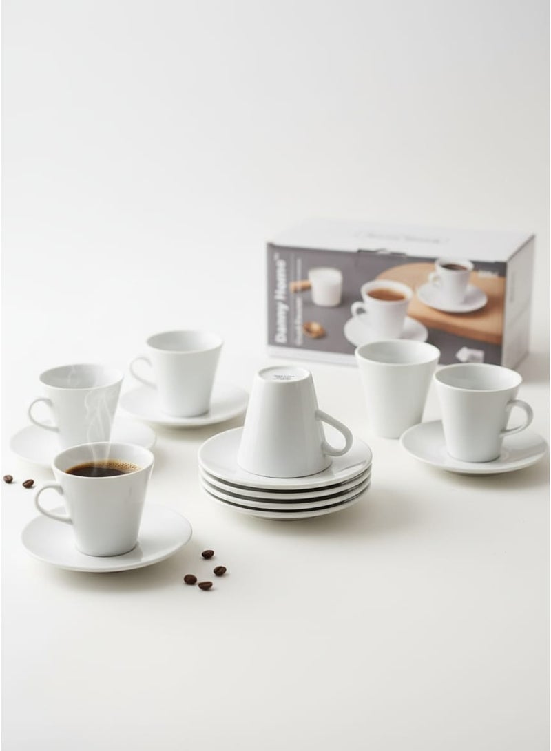 داني هوم طقم فناجين شاي من البورسلين الأبيض، 12 قطعة، سعة 220 مل - Image 1