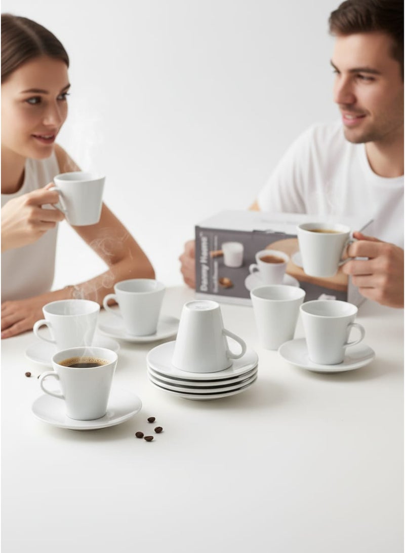 داني هوم طقم فناجين شاي من البورسلين الأبيض، 12 قطعة، سعة 220 مل - Image 2