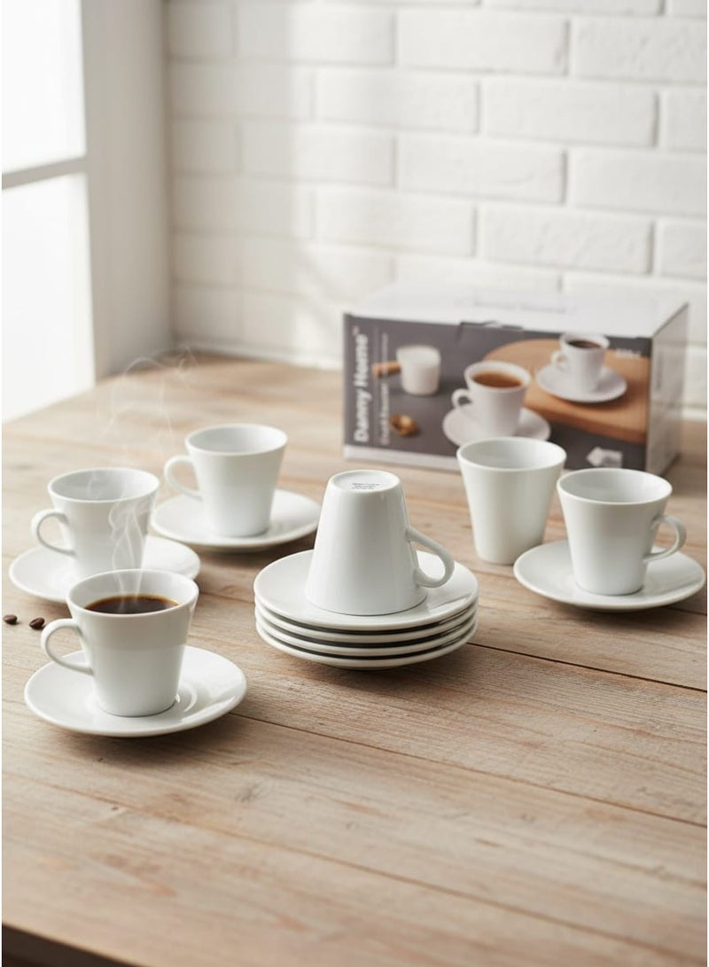 داني هوم طقم فناجين شاي من البورسلين الأبيض، 12 قطعة، سعة 220 مل - Image 3