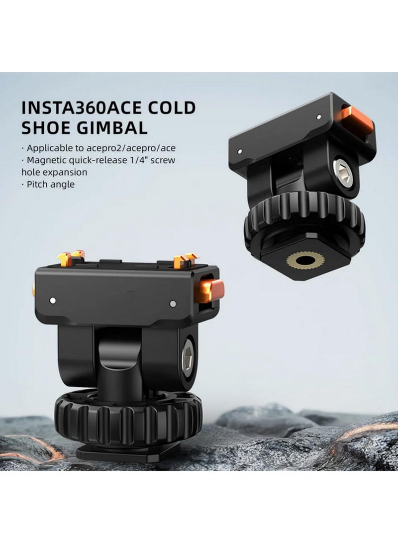 قطعة واحدة حامل مغناطيسي عالمي سريع التثبيت مع قاعدة ساخنة/باردة قابلة للتعديل 180 درجة لكاميرات Insta360 X5/X4/X3/ACE PRO/ACE PRO2، حامل ثلاثي للكاميرات مع قوس 1/4 بوصة - Image 3