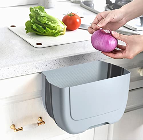 BanYakong Hanging Folding Mini Trash Can for Kitchen Cabinet Door, Small Collapsible Garbage Bin Under Sink,Wall Mounted Waste Bin- Container Cabinet/Bedroom/Bathroom (3L)(White) - Image 1