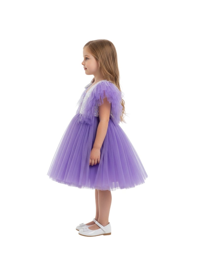 D'Daniela Dragonfly Dress with Sequins Purple - Image 4