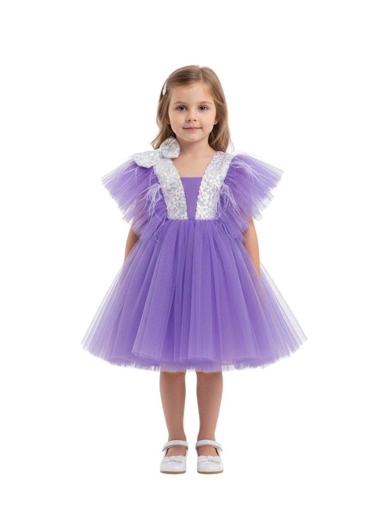 D'Daniela Dragonfly Dress with Sequins Purple - Image 1