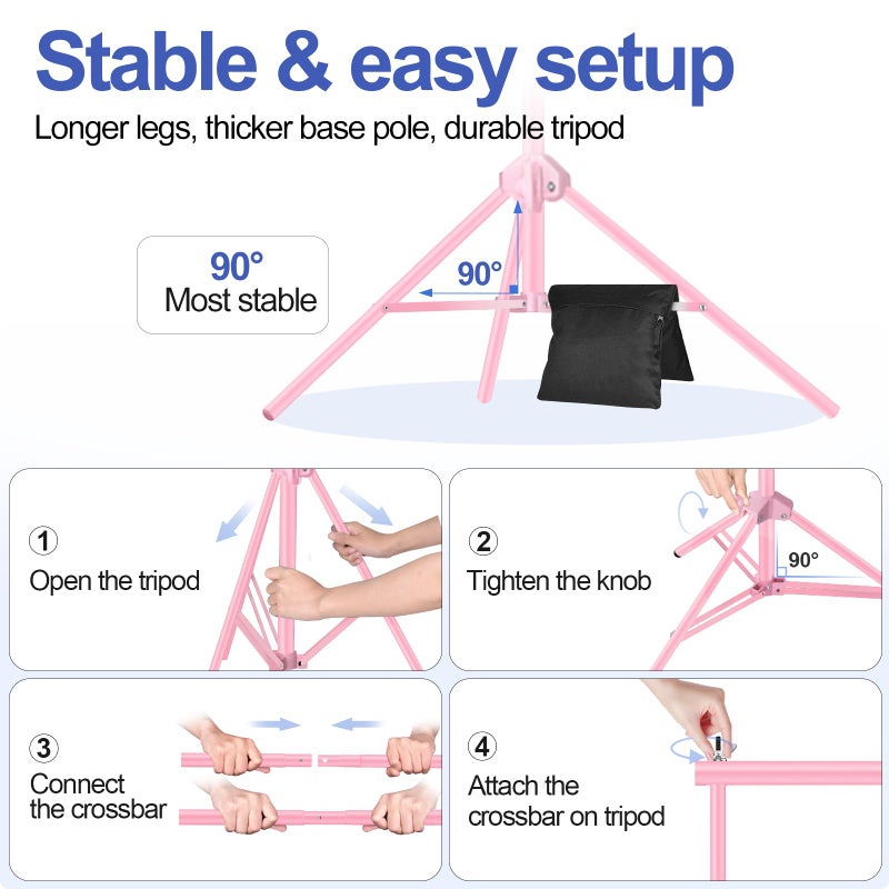 EMART Backdrop Stand 10x7ft(WxH) Photo Studio Adjustable Background Stand Support kit with 2 Crossbars, 8 Clamps, 2 Sandbags and Carry Bag for Parties, Events Decoration, Wedding, Photography -Pink - Image 5
