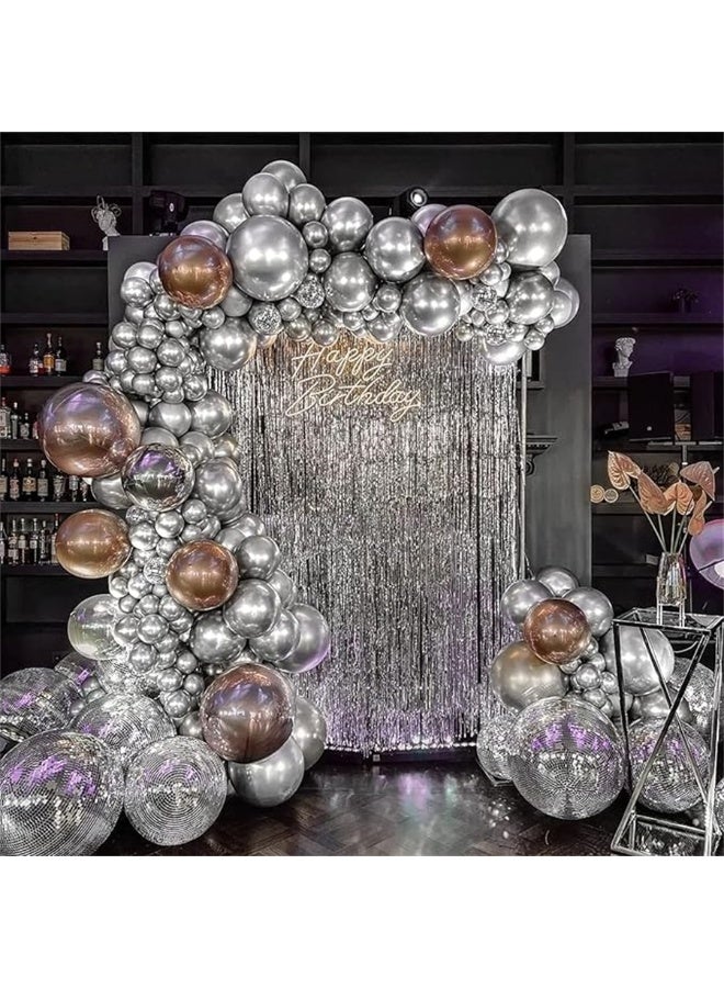 بالونات اللاتكس ، مجموعة بالونات المعدنية الحزبية 12 بوصة ، بالونات الكبيرة السميكة الكبيرة القابلة للتحلل البيولوجي للغاز الهيليوم السائب أو الهواء المضخم لحفلة عيد الميلاد ديكور الزفاف (100pcs ، الفضة) - Image 2