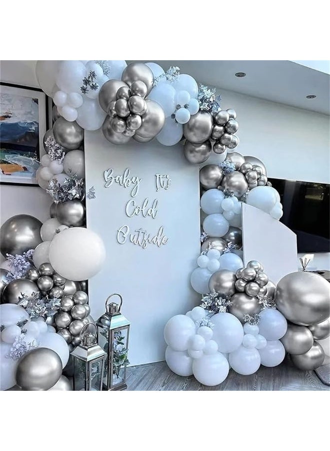 بالونات اللاتكس ، مجموعة بالونات المعدنية الحزبية 12 بوصة ، بالونات الكبيرة السميكة الكبيرة القابلة للتحلل البيولوجي للغاز الهيليوم السائب أو الهواء المضخم لحفلة عيد الميلاد ديكور الزفاف (100pcs ، الفضة) - Image 3