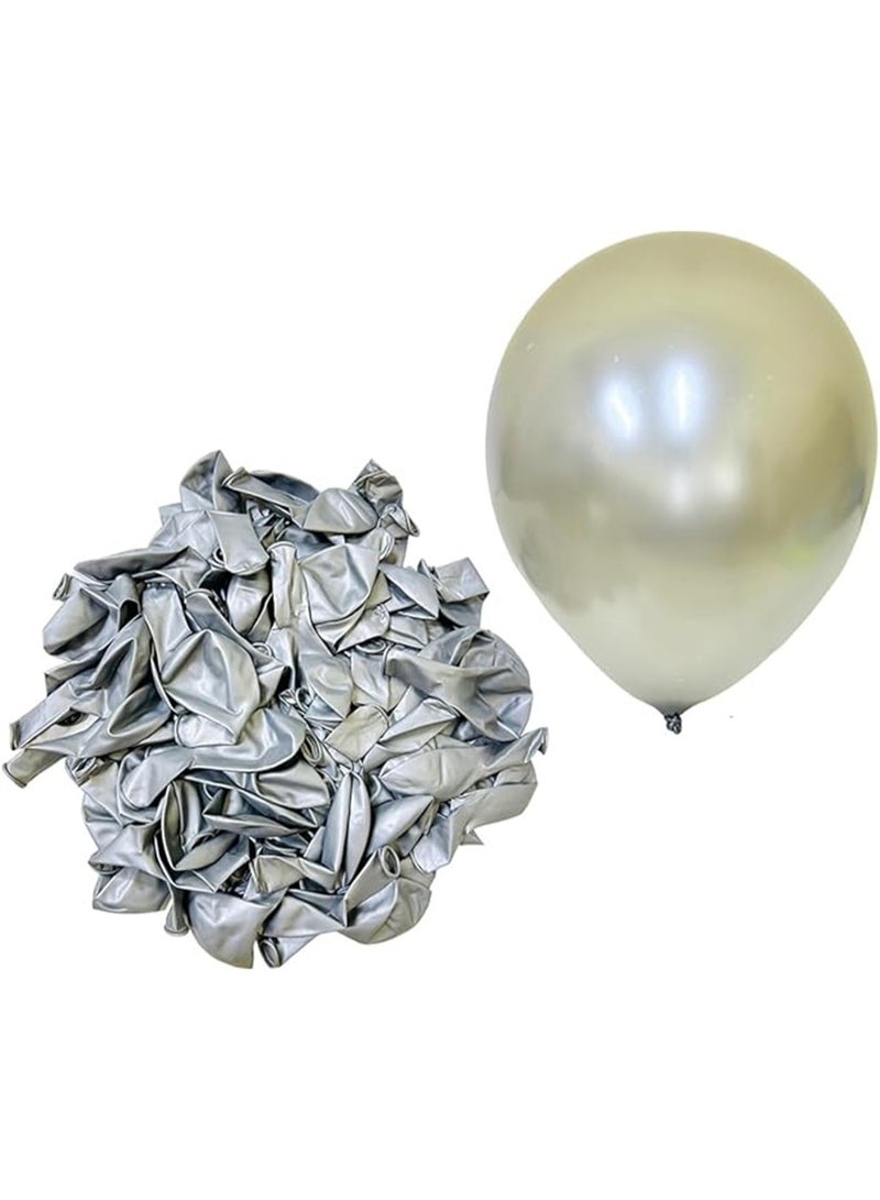 بالونات اللاتكس ، مجموعة بالونات المعدنية الحزبية 12 بوصة ، بالونات الكبيرة السميكة الكبيرة القابلة للتحلل البيولوجي للغاز الهيليوم السائب أو الهواء المضخم لحفلة عيد الميلاد ديكور الزفاف (100pcs ، الفضة) - Image 5
