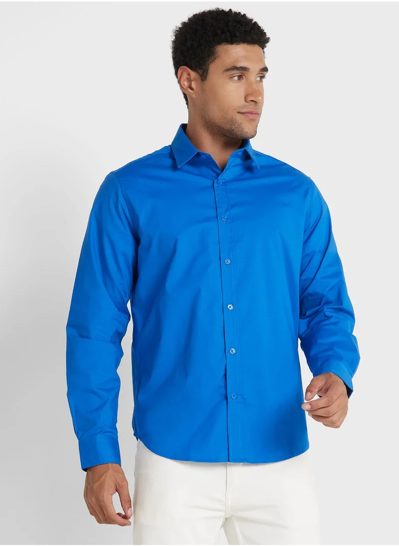 Robert Wood Long Sleeve Stretch Poplin Shirt