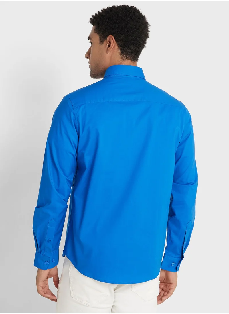 Robert Wood Long Sleeve Stretch Poplin Shirt