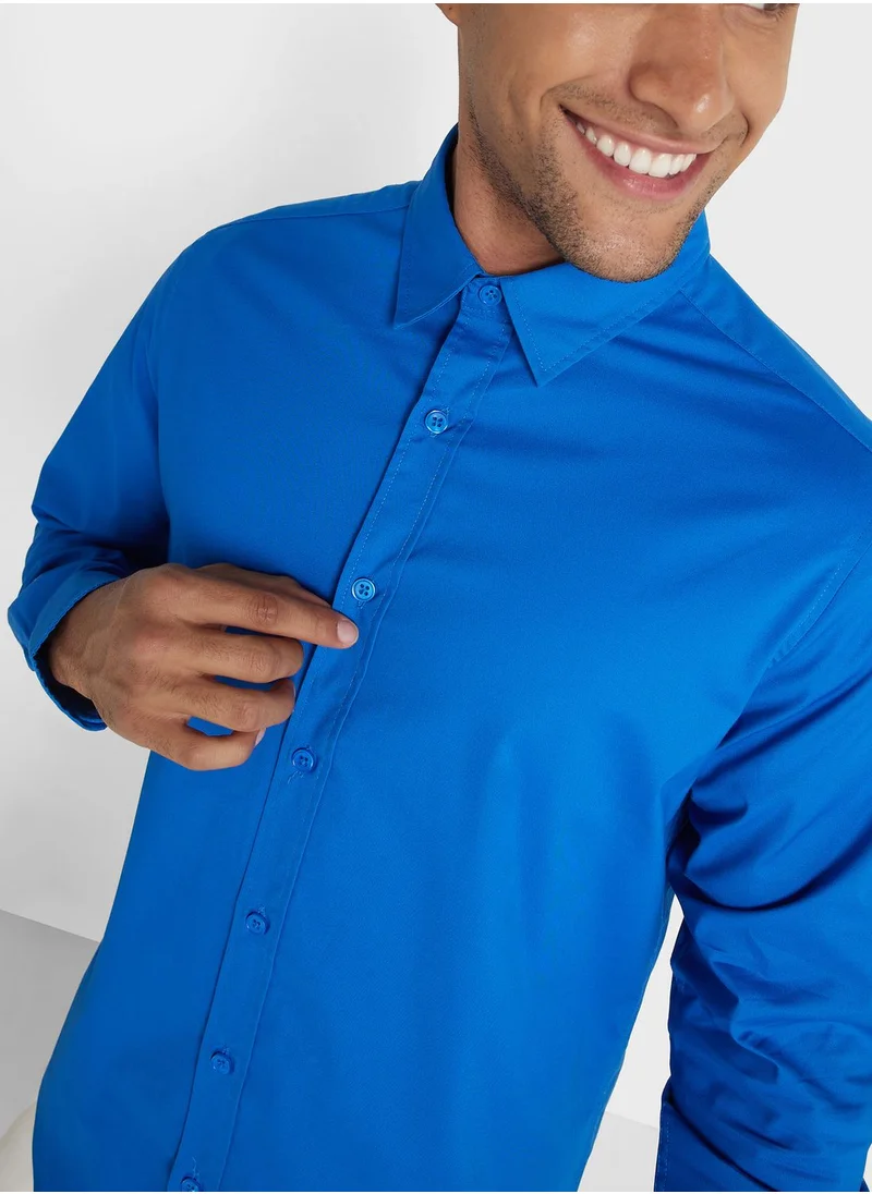 Robert Wood Long Sleeve Stretch Poplin Shirt