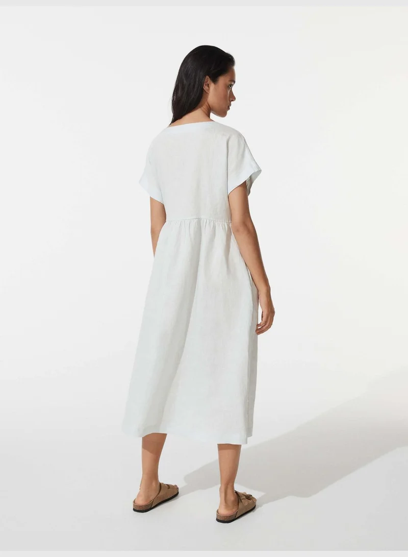 oysho white linen dress Oysho