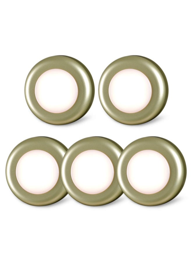 Tap Light Push Lights Star Spangled Mini Touch Press Spot Lights Indoor Portable Led Stick On Puck Lights Battery Operated Powered For Cupboards Wardrobe Cabinet Closet Kitchen Golden Warm White 5Pack - Image 1