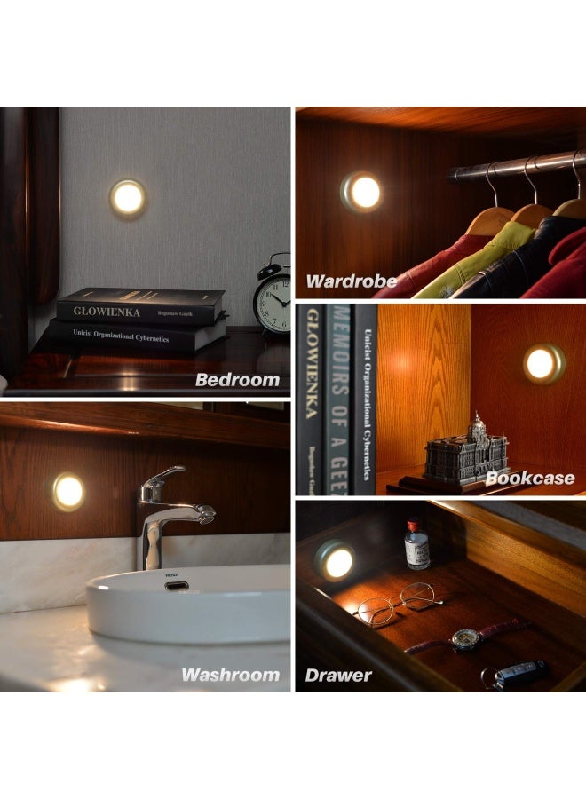 Tap Light Push Lights Star Spangled Mini Touch Press Spot Lights Indoor Portable Led Stick On Puck Lights Battery Operated Powered For Cupboards Wardrobe Cabinet Closet Kitchen Golden Warm White 5Pack - Image 5