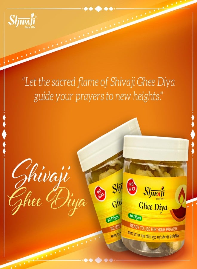 Shivaji Special GheeDiya for Pooja- 0% Wax | Pure GheeDiya Bati | 30 Mins Glow Time| Readymade Jyot Batti Diya for Puja| Perfect for Daily Poojas, Aartis, Navratri Puja| 30 Diyas - Pack of 1 - Image 5