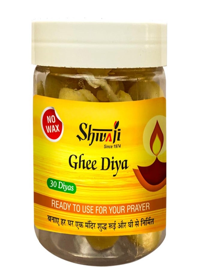 Shivaji Special GheeDiya for Pooja- 0% Wax | Pure GheeDiya Bati | 30 Mins Glow Time| Readymade Jyot Batti Diya for Puja| Perfect for Daily Poojas, Aartis, Navratri Puja| 30 Diyas - Pack of 1 - Image 2