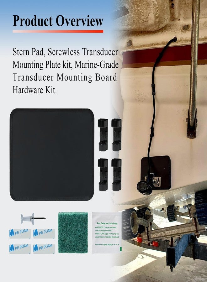 WFCYX Black - Standard Size 4.5" x 3.5" x 0.75" Stern Pad, Screwless Transducer Mounting Plate kit, Marine-Grade Transducer Mounting Board Hardware Kit(NOT for Large 3D Scan Transducers) - Image 2