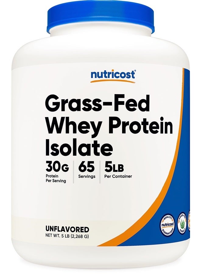 Nutricost Grass-Fed Whey Protein Isolate (Unflavored) 5LBS - rBGH Free, Non-GMO & Gluten Free - Image 1