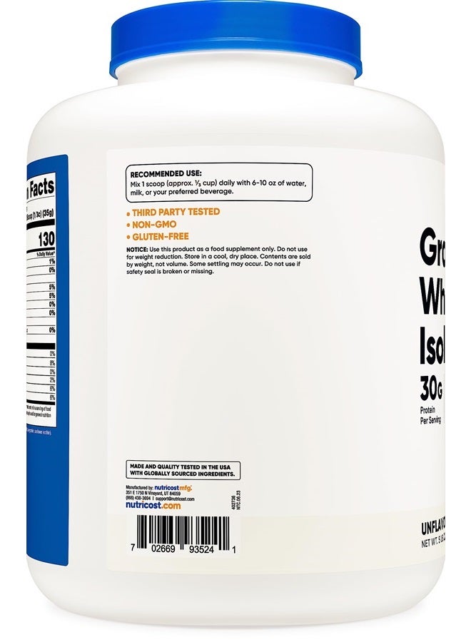 Nutricost Grass-Fed Whey Protein Isolate (Unflavored) 5LBS - rBGH Free, Non-GMO & Gluten Free - Image 4