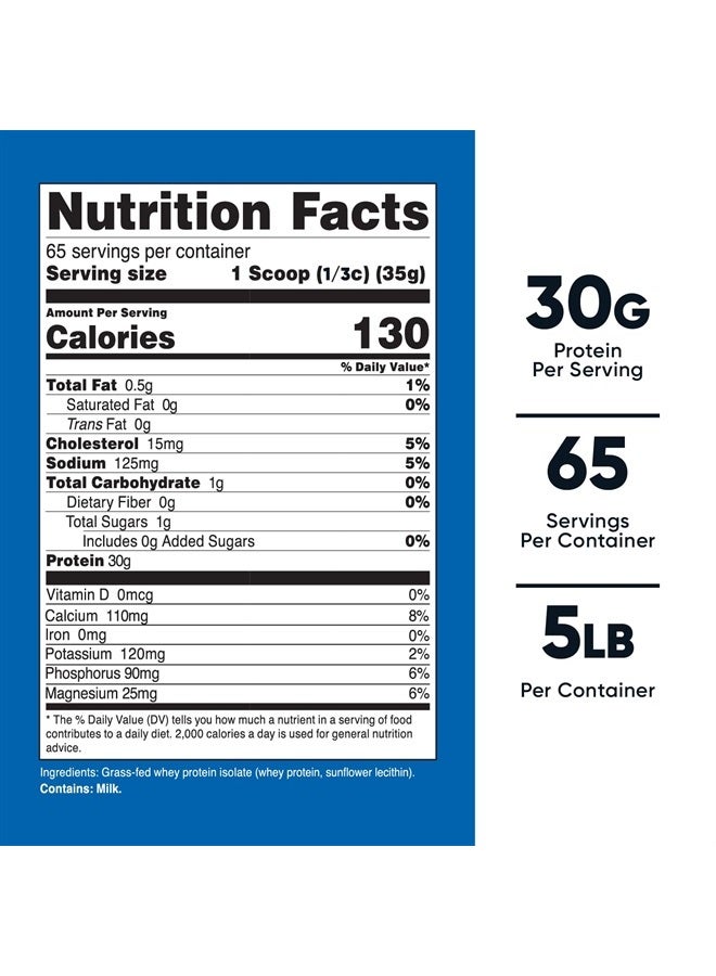 Nutricost Grass-Fed Whey Protein Isolate (Unflavored) 5LBS - rBGH Free, Non-GMO & Gluten Free - Image 2