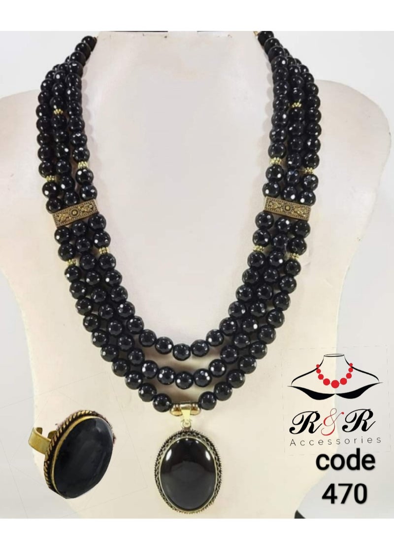 R&R Multi-role women's set made of black onyx and pure copper