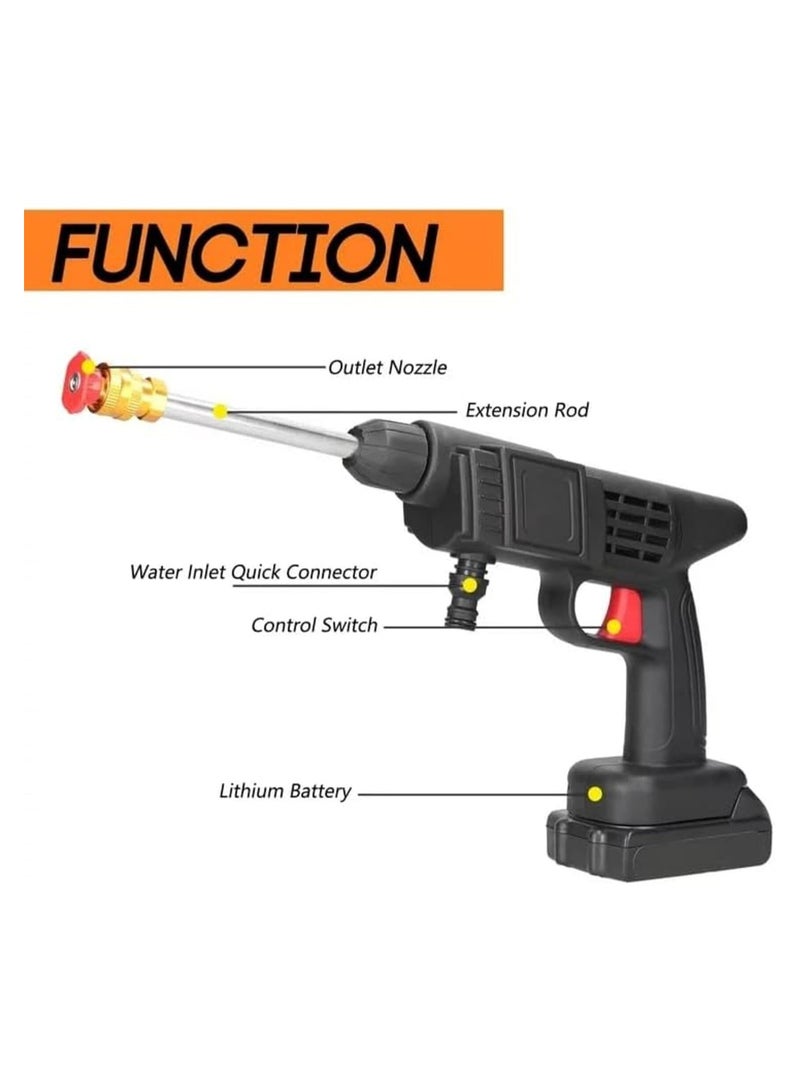 68V Portable Battery, Car Wash, Cordless Gun for Home Use for Effective Cleaning of Bikes, Motorcycles, Cars, Floors, Driveways, Gardens With Two Battery, Black - Image 2