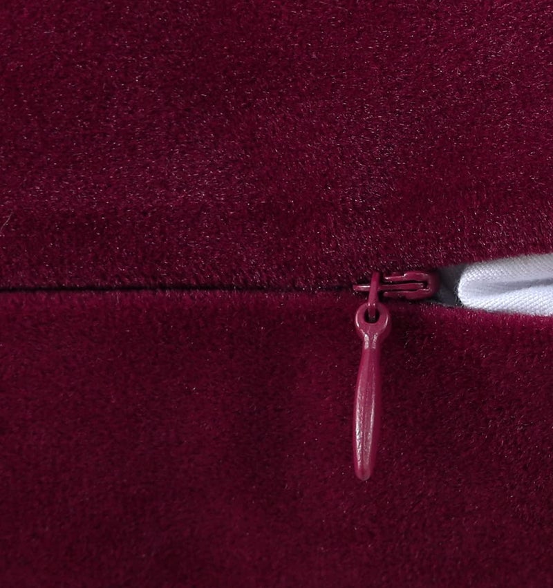 mixeoo Comfy Burgundy Red Throw Pillow Covers Decorative Square Solid Thick Velvet Super Soft Cushion Cases Home Decor for Sofa Couch Living Room Chair, Set of 2, 18 x 18 Inch - Image 4