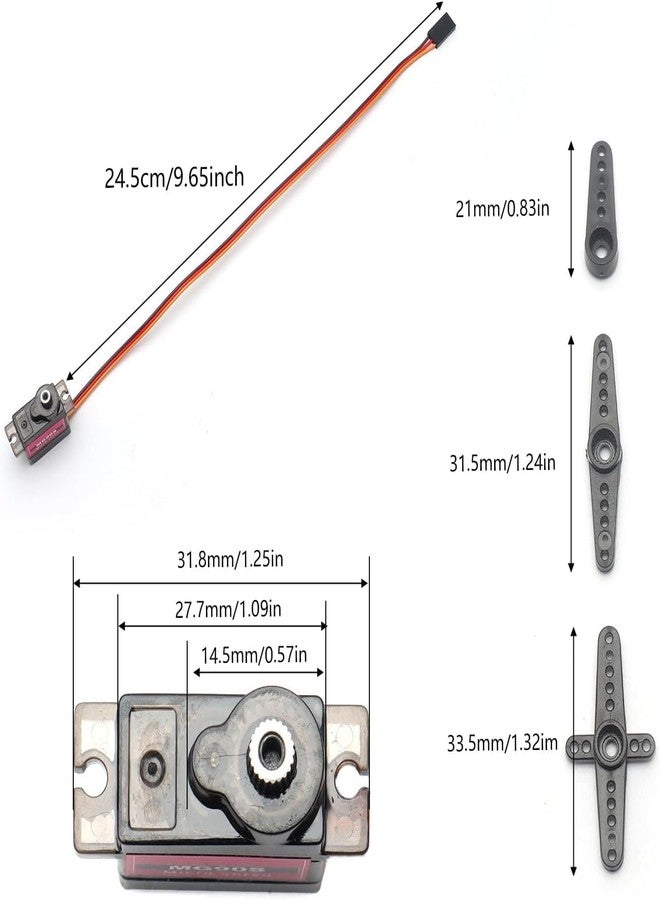QBM MG90S Micro Servo Motor, Metal Gear, Black and Pink, 180 Degree Rotation, 15x15x18mm, Full Metal Construction, Standard 3-Wire Connector, with Mounting Arms and Screws - Image 3