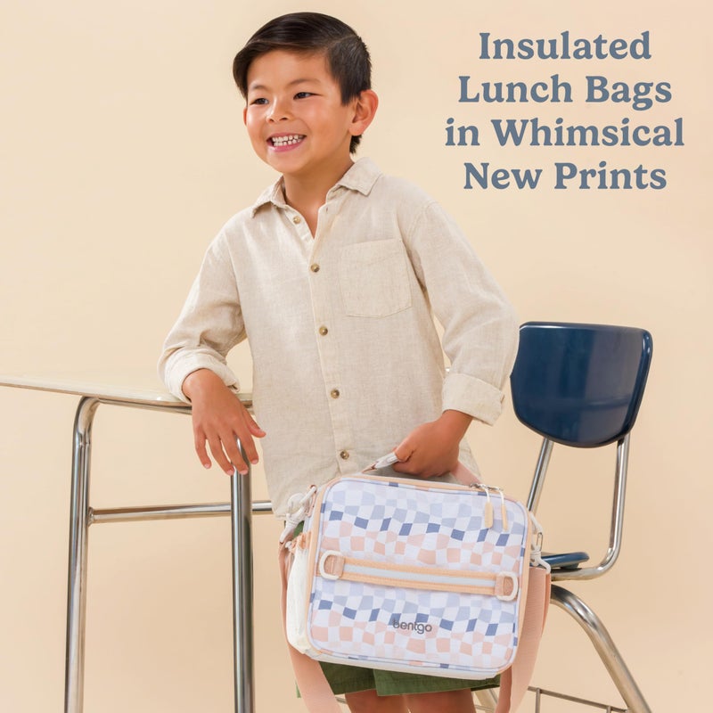 Bentgo Kids Lunch Bag (Whimsy & Wonder Collection) - Durable, Double-Insulated Lunch Bag for Kids 3+; Holds Lunch Box/Water Bottle/Snacks; Water-Resistant Fabric & Zip Pockets (Checker Gradient) - Image 2