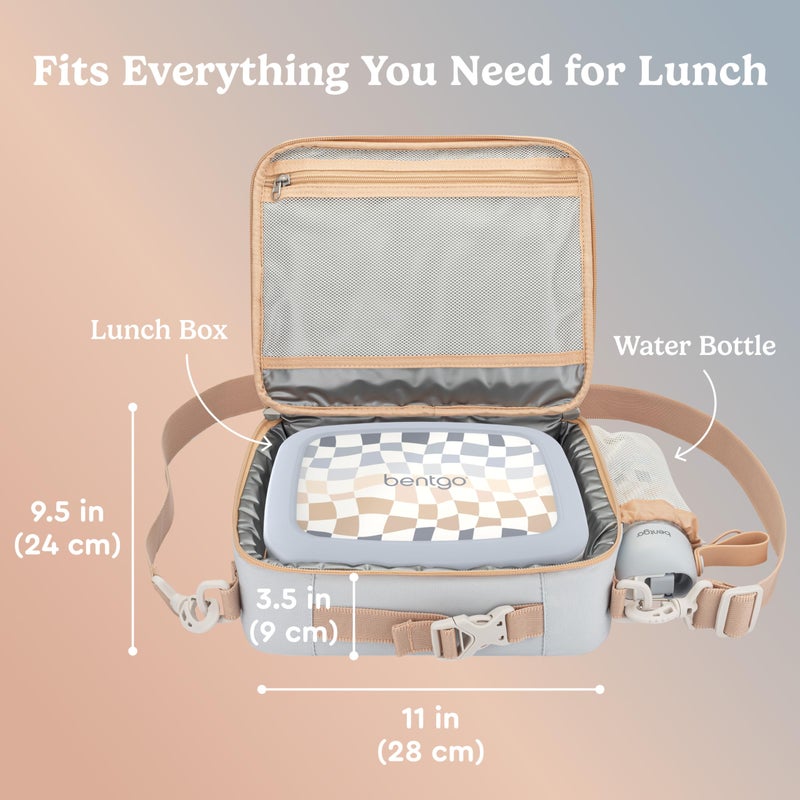 Bentgo Kids Lunch Bag (Whimsy & Wonder Collection) - Durable, Double-Insulated Lunch Bag for Kids 3+; Holds Lunch Box/Water Bottle/Snacks; Water-Resistant Fabric & Zip Pockets (Checker Gradient) - Image 5